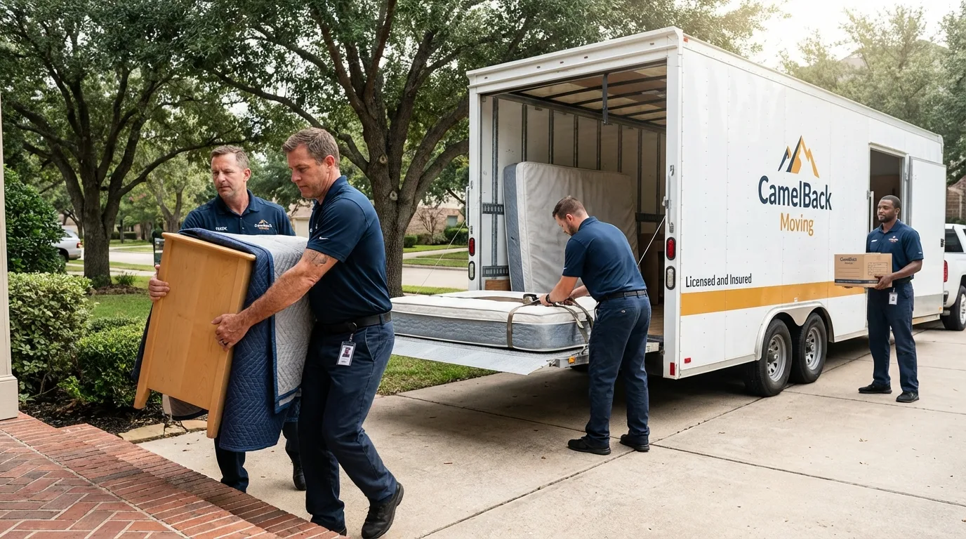 Crew loading residential truck for cross-state move from Ferndale, WA