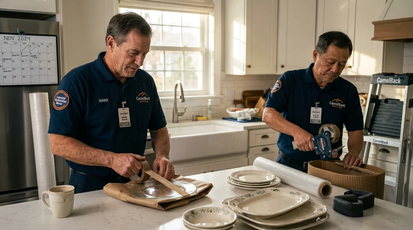 Professional crew packing kitchen dishware in Ferndale, WA